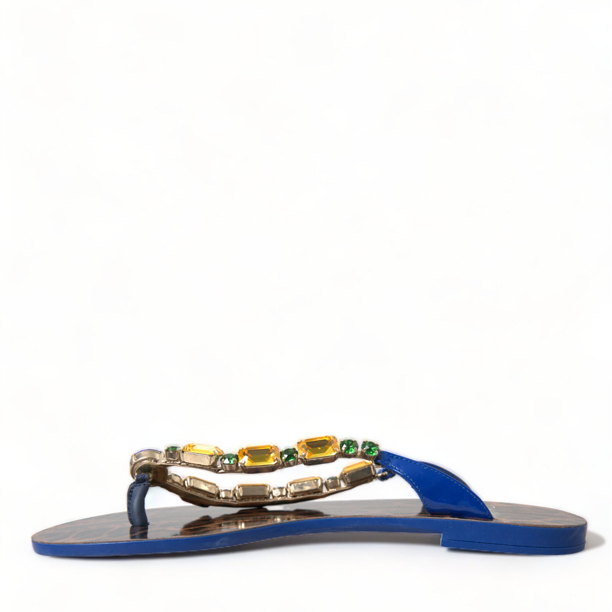 Dolce & Gabbana Blue Crystals Flats Sandals Beachwear Shoes Dolce & Gabbana