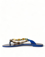 Blue Crystals Flats Sandals Beachwear Shoes