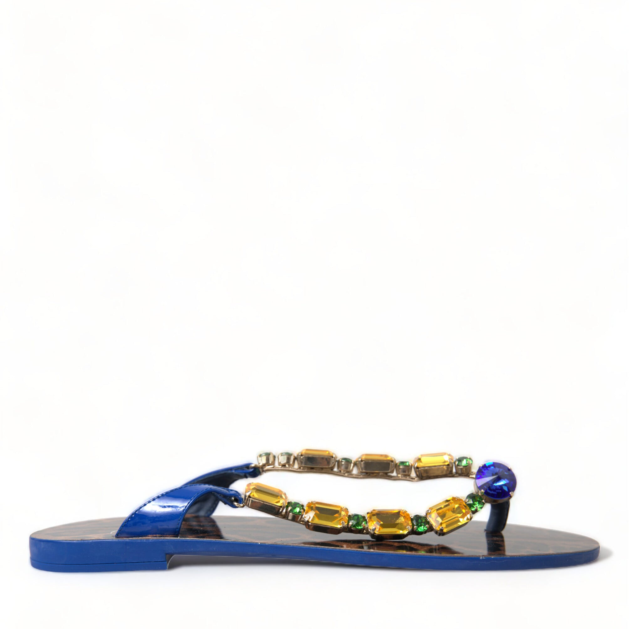 Dolce & Gabbana Blue Crystals Flats Sandals Beachwear Shoes Dolce & Gabbana