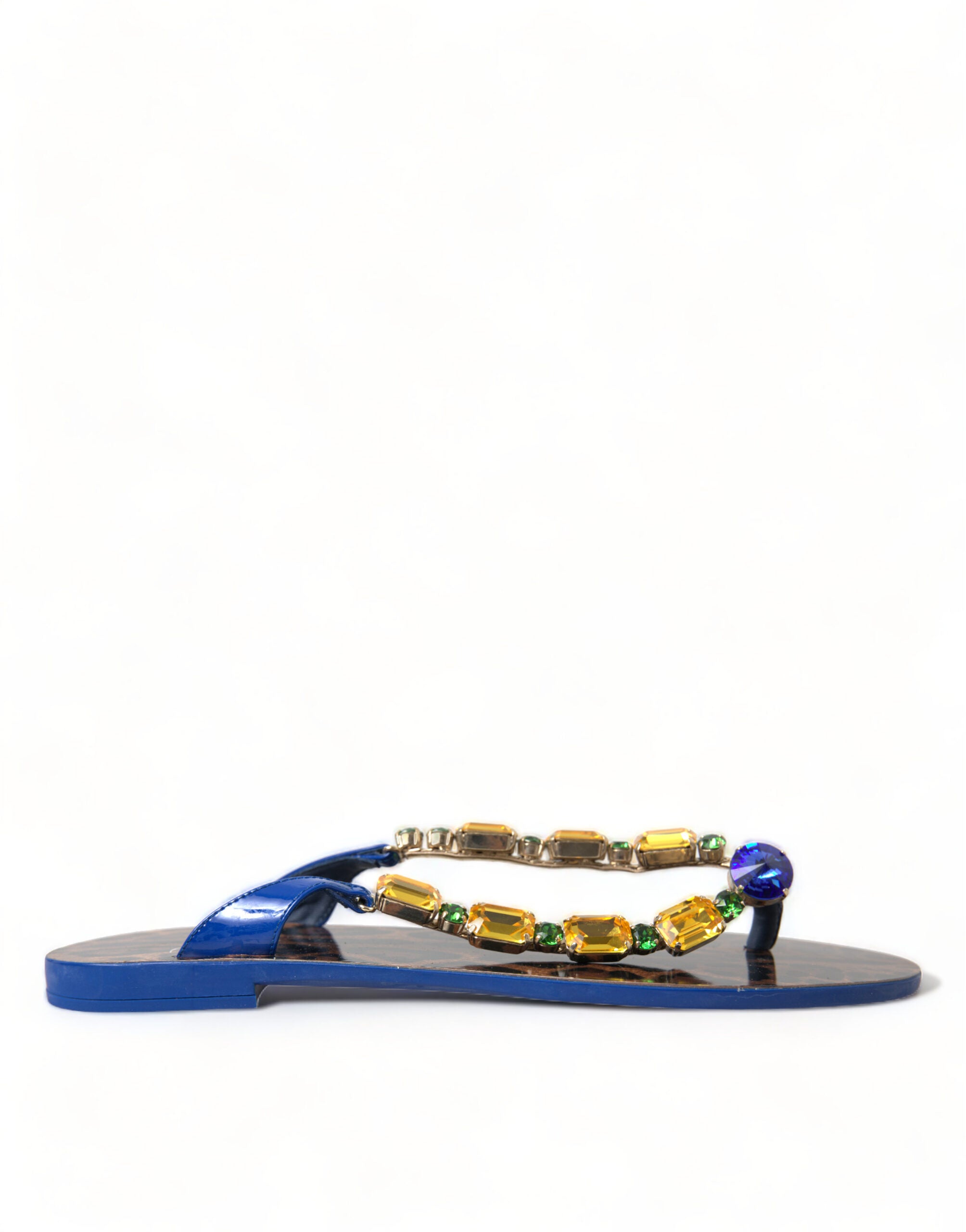 Dolce & Gabbana Blue Crystals Flats Sandals Beachwear Shoes Dolce & Gabbana