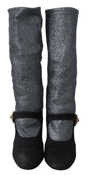 Dolce & Gabbana Black Crystal Mary Janes Booties Shoes Dolce & Gabbana