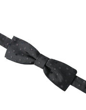 Gray Polka Dot Silk Adjustable Neck Men Papillon Bow Tie