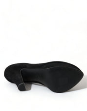 Black Suede Leather Platform Heel Pumps Shoes