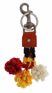 Red White Raffia Leather Clasp Finder Keyring Keychain