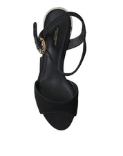 Black Crystals Ankle Strap Sandals Shoes