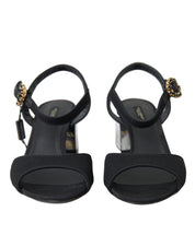 Black Crystals Ankle Strap Sandals Shoes