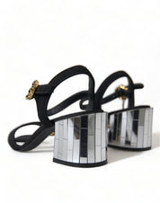 Black Crystals Ankle Strap Sandals Shoes