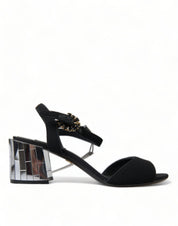 Black Crystals Ankle Strap Sandals Shoes