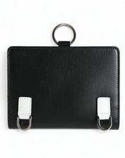 Black Leather Crystal Embellished Card Holder Wallet
