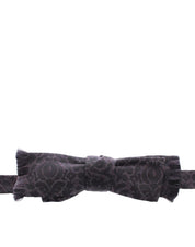 Gray Black Wool Bow Tie