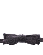 Gray Black Wool Silk Bow Tie