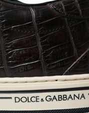 Brown Croc Exotic Leather Men Casual Sneakers Shoes