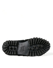 Dolce & Gabbana Black Fur Leather Slippers Dress Shoes Dolce & Gabbana