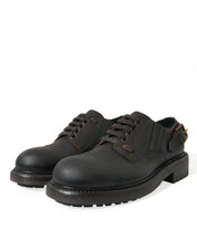 Brown Leather Lace Up Derby Men Dress Shoes