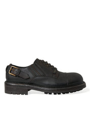 Brown Leather Lace Up Derby Men Dress Shoes
