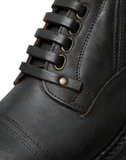 Brown Leather Lace Up Derby Men Dress Shoes