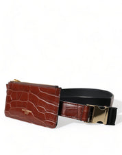 Brown Alligator Leather Airpods Case Coin Purse Wallet