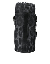 Black Leopard Round Slim Tote Bottle Cage Bag