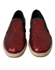 Red Sequined Loafers Slippers Men Shoes