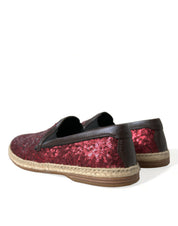Red Sequined Loafers Slippers Men Shoes