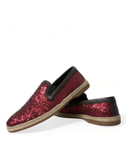 Red Sequined Loafers Slippers Men Shoes