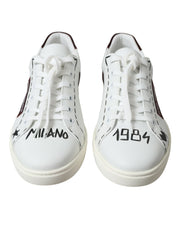 Dolce & Gabbana White Bordeaux Leather Logo Low Top Sneakers Shoes Dolce & Gabbana