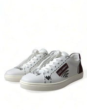 Dolce & Gabbana White Bordeaux Leather Logo Low Top Sneakers Shoes Dolce & Gabbana