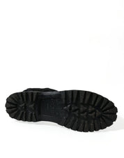 Dolce & Gabbana Black Rubber Lace Up Shearling Rain Boots Shoes Dolce & Gabbana