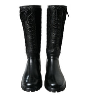 Black Chioggia Rubber Suede Rain Boots Shoes