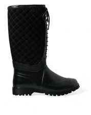 Black Chioggia Rubber Suede Rain Boots Shoes