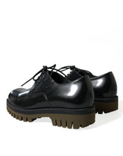 Black Leather Lace Up Derby Men Dress Shoes