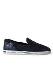 Blue Suede Caiman Loafers Saint Tropez Shoes