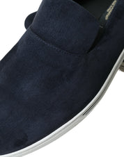 Blue Suede Caiman Loafers Saint Tropez Shoes