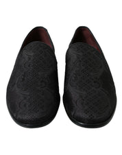 Black Brocade Men Slip On Loafer Dress Shoes