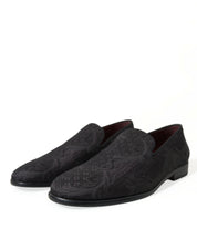 Black Brocade Men Slip On Loafer Dress Shoes
