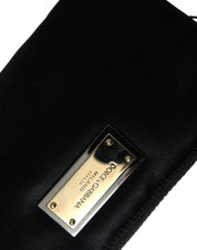Black Nylon Logo Plaque Keyring Pouch Clutch Bag