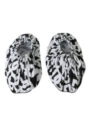 White Logo Print Nylon Slip On Flats Shoes