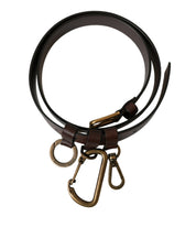Brown Calf Leather Gold Metal Buckle Belt