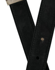 Black Goat Leather Antique Metal Buckle Belt