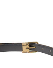 Metallic Gold Calf Leather Metal Buckle Belt