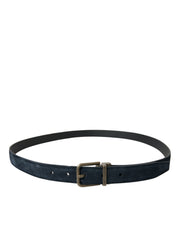 Blue Suede Leather Gold Metal Buckle Belt