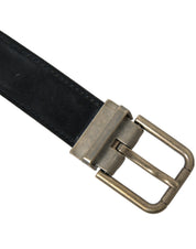 Black Suede Leather Gold Metal Buckle Belt