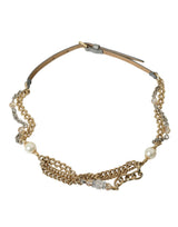 Blue Braided Gold Brass Chain Waist Belt