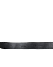 Black Embellished Leather Engraved Buckle Belt