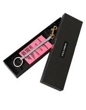 Pink Silicone DG Logo Gold Brass Keychain
