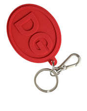 Red Rubber DG Logo Silver Brass Metal Keyring Keychain