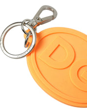 Orange Rubber DG Logo Silver Brass Metal Keyring Keychain