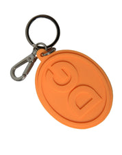 Orange Rubber DG Logo Silver Brass Metal Keyring Keychain
