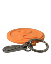 Orange Rubber DG Logo Silver Brass Metal Keyring Keychain