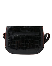 Black Exotic Leather Shoulder Crossbody Camera Bag